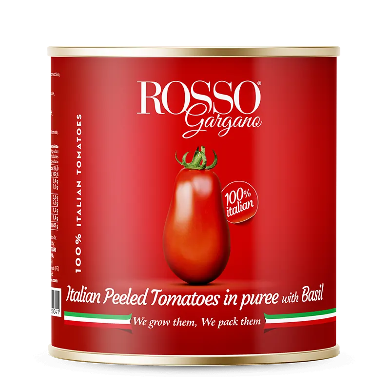 Italian Peeled tomatoes in puree with basil - Rosso Gargano